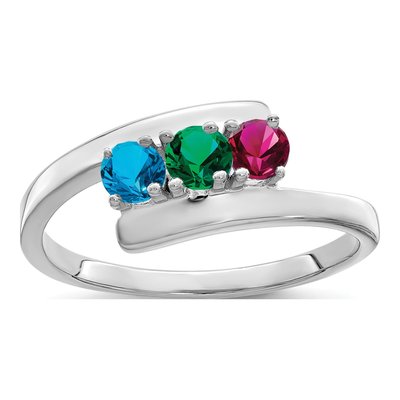 14K White Gold 3-Stone Mother's Ring Mounting