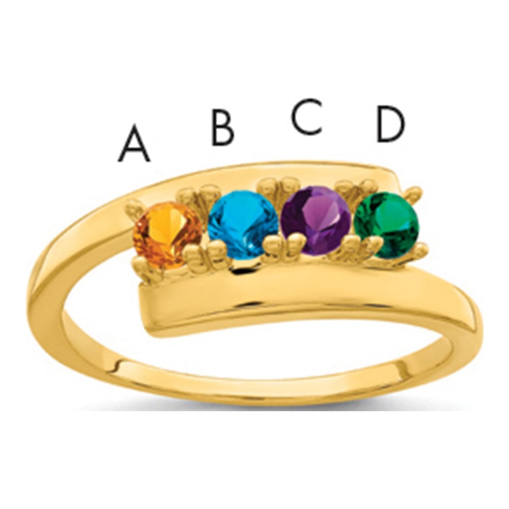 14K Yellow Gold 4 Stone Mother's Ring, Made to Order