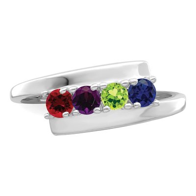 Sterling Silver or 14K White Gold 4-Stone Mother's Ring – view 5
