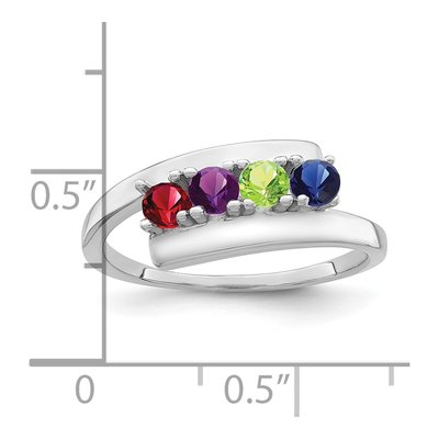 Sterling Silver or 14K White Gold 4-Stone Mother's Ring – view 6