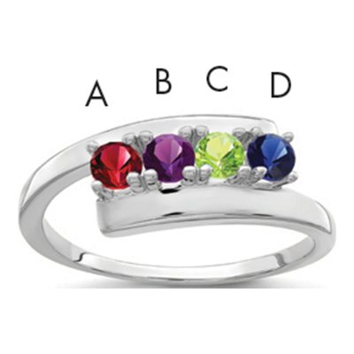 14K White Gold 4-Stone Mother's Ring Mounting – view 2