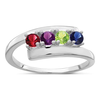 14K White Gold 4-Stone Mother's Ring Mounting