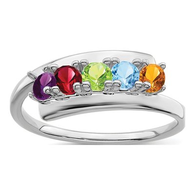 Sterling Silver or 14K White Gold Family Ring – view 2