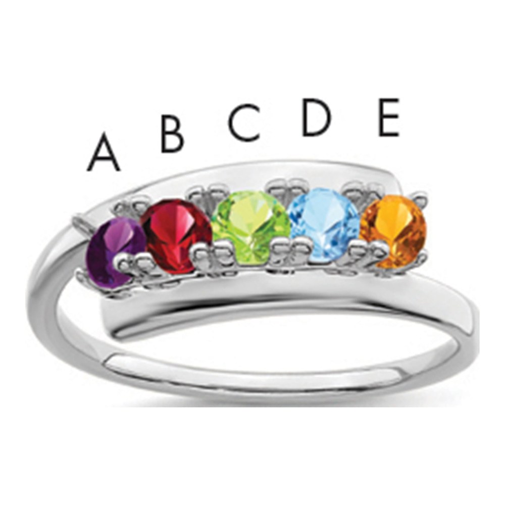 Sterling Silver or 14K White Gold Family Ring