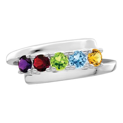 14K White Gold 5-Stone Mother's Ring Mounting – view 5