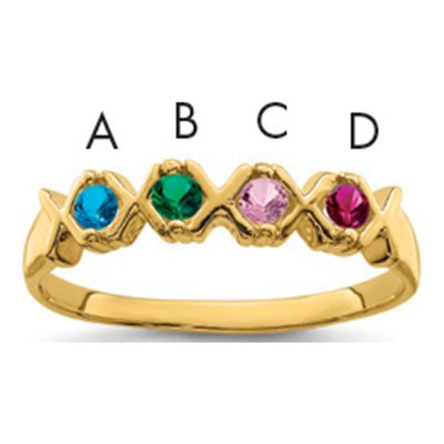 14K Yellow Gold Personalized Family Mother's Ring