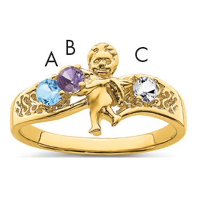 14K Yellow Gold Personalized Family Mother's Ring – view 6