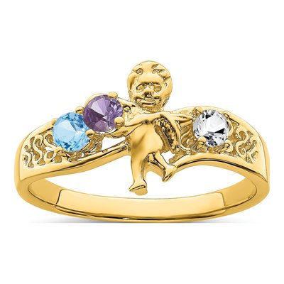 14K Yellow Gold Personalized Family Mother's Ring