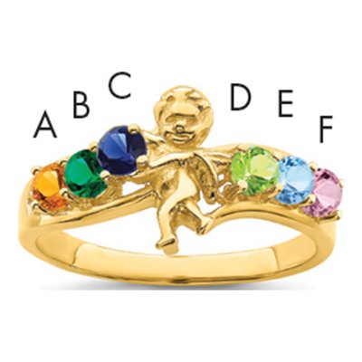 14K Yellow Gold 6-Stone Mother's Ring – view 6