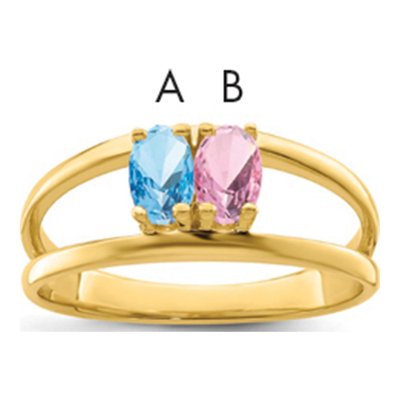 14K Yellow Gold 2-Stone Mother's Ring Mounting – view 2