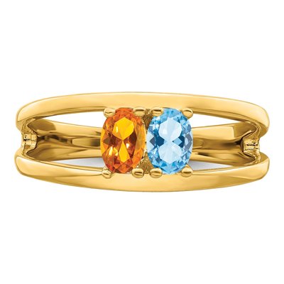 14K Yellow Gold 2-Stone Mother's Ring Mounting – view 5