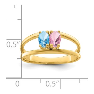 14K Yellow Gold 2-Stone Mother's Ring Mounting – view 6
