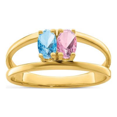 14K Yellow Gold 2-Stone Mother's Ring – view 2