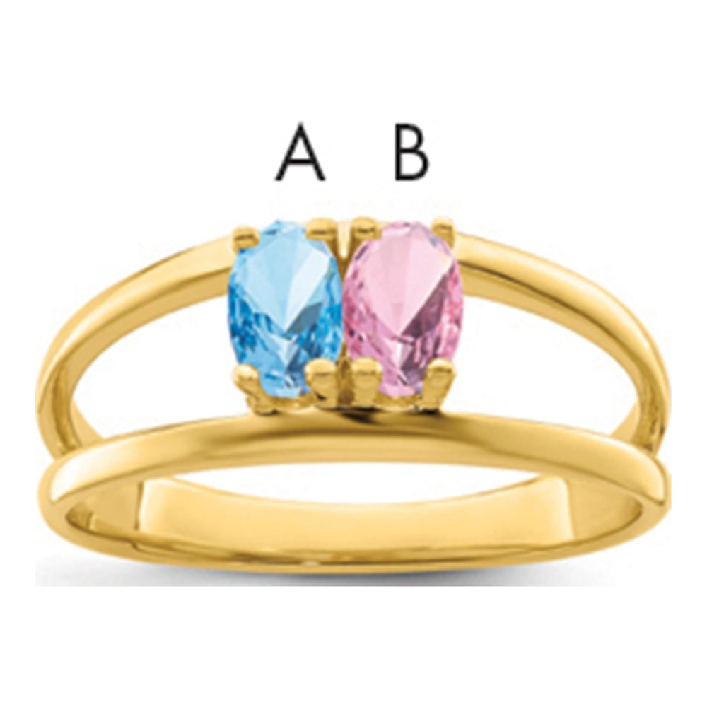 14K Yellow Gold 2-Stone Mother's Ring