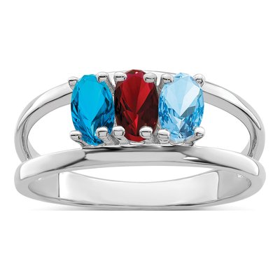 Sterling Silver or 14K White Gold 3-Stone Mother's Ring – view 2