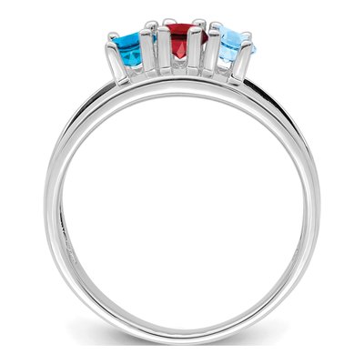 Sterling Silver or 14K White Gold 3-Stone Mother's Ring – view 3