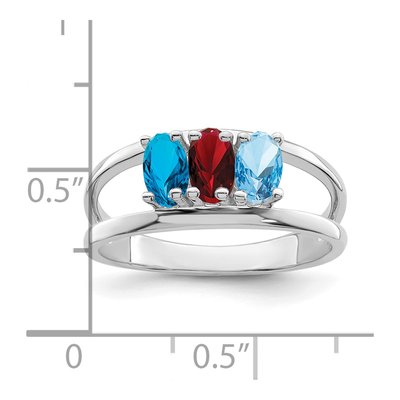 Sterling Silver or 14K White Gold 3-Stone Mother's Ring – view 6