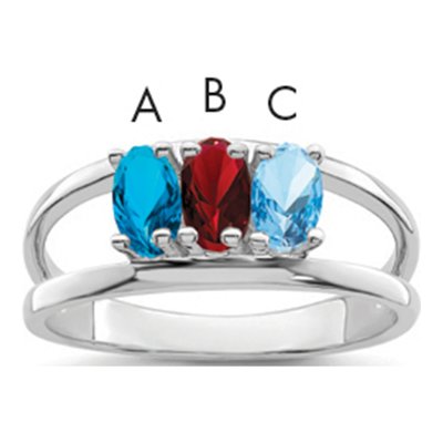 14K White Gold 3-Stone Mother's Ring Mounting – view 2