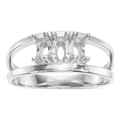14K White Gold 3-Stone Mother's Ring Mounting – view 7