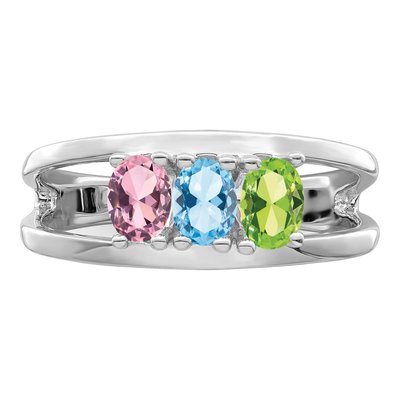 14K White Gold 3-Stone Mother's Ring – view 5