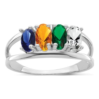 Sterling Silver or 14K White Gold 4-Stone Mother's Ring – view 2