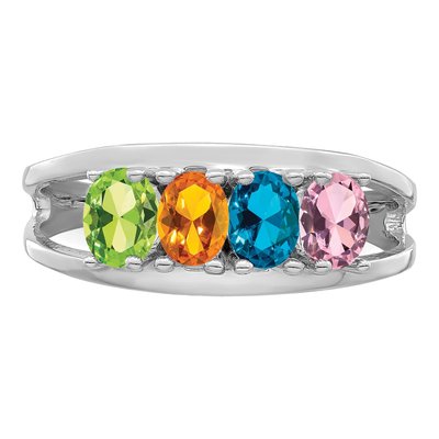 Sterling Silver or 14K White Gold 4-Stone Mother's Ring – view 5