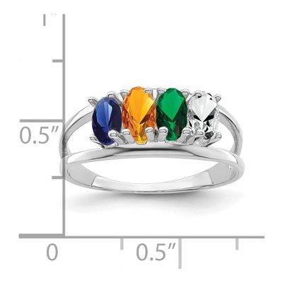 Sterling Silver or 14K White Gold 4-Stone Mother's Ring – view 6