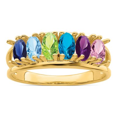 14K Yellow Gold 6-Stone Mother's Ring – view 2