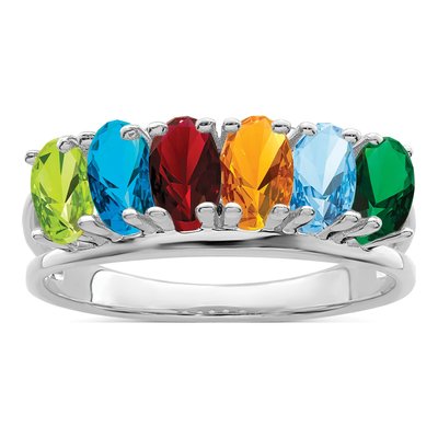 Sterling Silver or 14K White Gold Personalized Mother's Ring – view 2