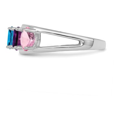 Sterling Silver or 14K White Gold Personalized Mother's Ring – view 4