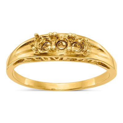 14K Yellow Gold 3-Stone Mother's Ring Mounting
