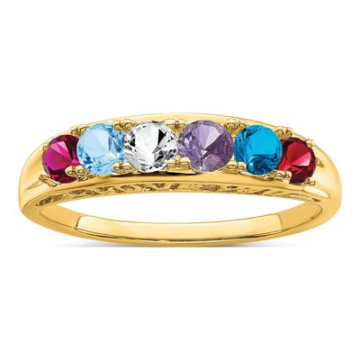 14K Yellow Gold 6-Stone Mother's Ring – view 2