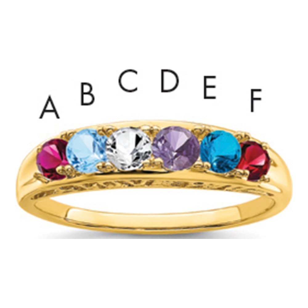 14K Yellow Gold 6-Stone Mother's Ring
