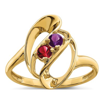 14K Yellow Gold 2-Stone Mother's Ring Mounting – view 2