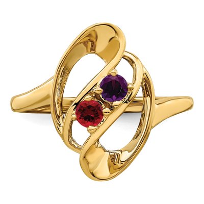 14K Yellow Gold 2-Stone Mother's Ring Mounting – view 6