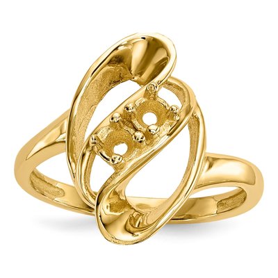 14K Yellow Gold 2-Stone Mother's Ring Mounting