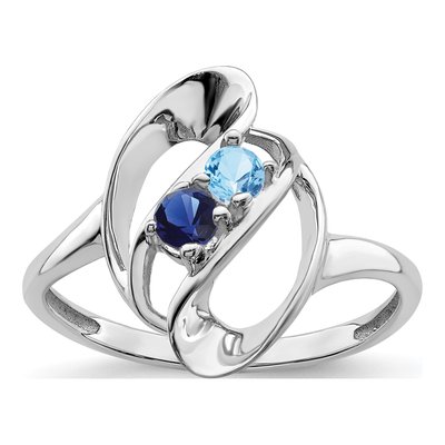 Sterling Silver or 14K White Gold 2-Stone Mother's Ring – view 2