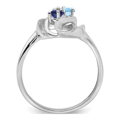 Sterling Silver or 14K White Gold 2-Stone Mother's Ring – view 3