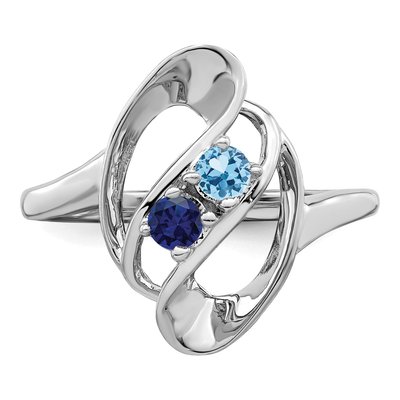 14K White Gold 2-Stone Mother's Ring Mounting – view 5