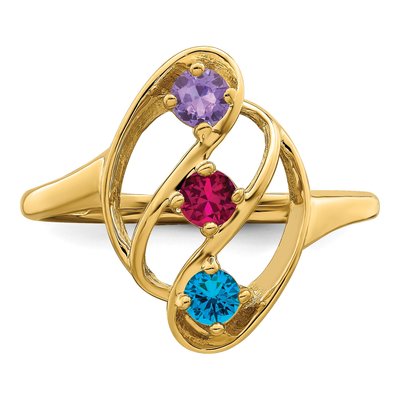 14K Yellow Gold 3-Stone Mother's Ring Mounting – view 5