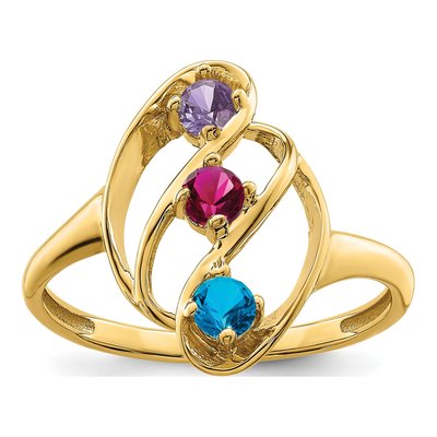 14K Yellow Gold 3-Stone Mother's Ring – view 2