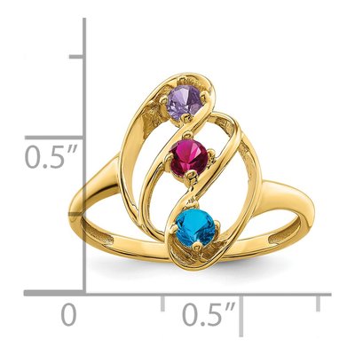 14K Yellow Gold 3-Stone Mother's Ring – view 6