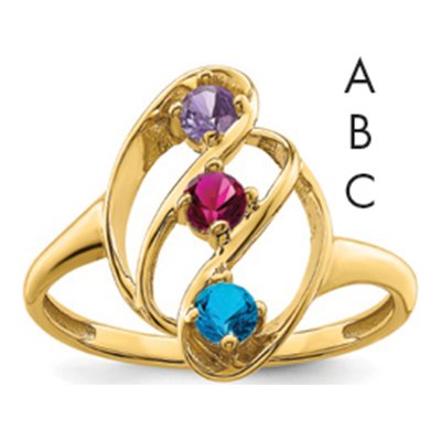 14K Yellow Gold 3-Stone Mother's Ring