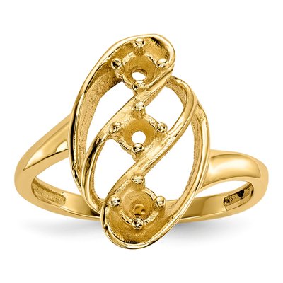 14K Rose Gold 3-Stone Mother's Ring Mounting