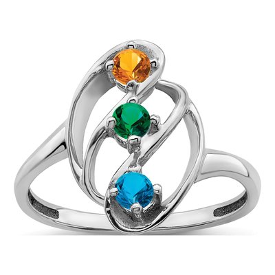 Sterling Silver or 14K White Gold 3-Stone Mother's Ring – view 2