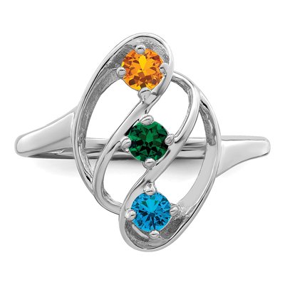 Sterling Silver or 14K White Gold 3-Stone Mother's Ring – view 5