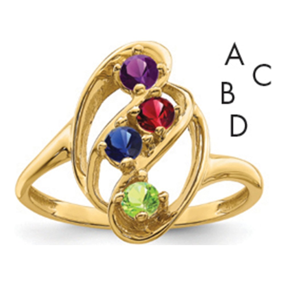 14K Yellow Gold 4-Stone Mother's Ring