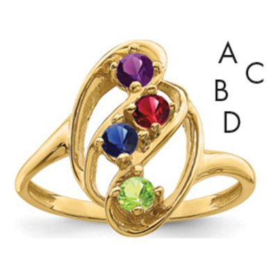 14K Yellow Gold 4-Stone Mother's Ring