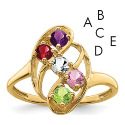 14K Yellow Gold 5-Stone Mother's Ring Mounting – view 2