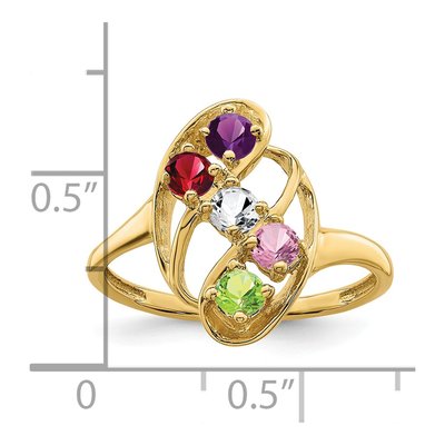 14K Yellow Gold 5-Stone Mother's Ring Mounting – view 5